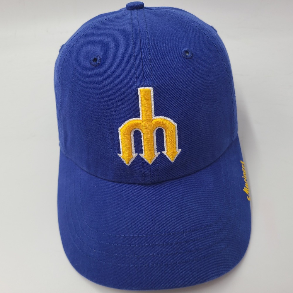 Women Seattle Mariners Hat Strapback 47 Brand Clean Up Blue Yellow MLB Trident